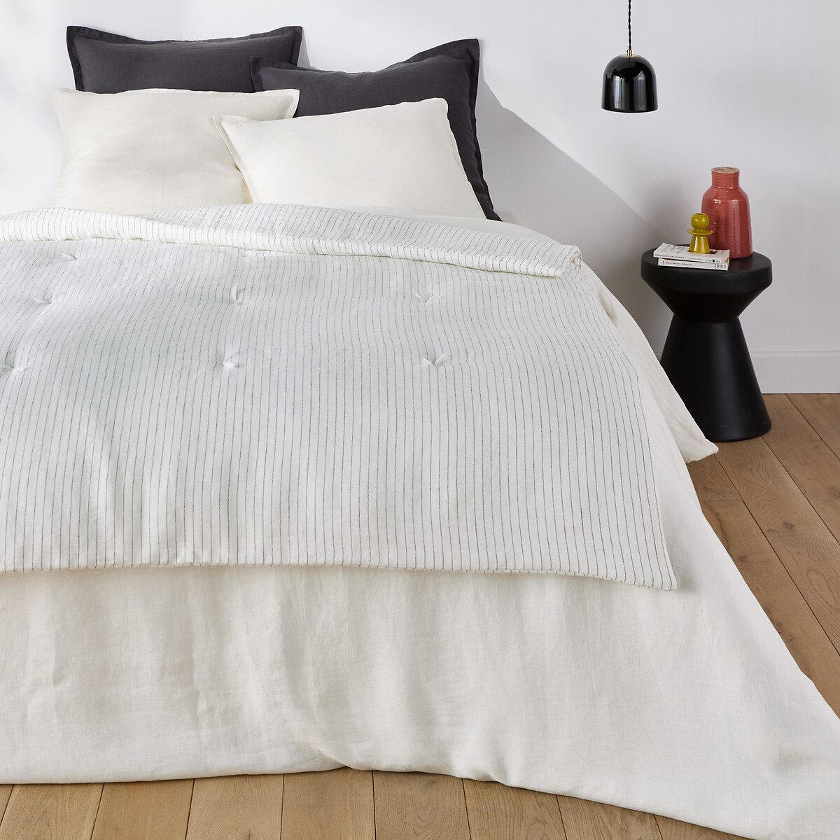 LA REDOUTE INTERIEURS<br>Edredom acolchoado, listrado, em linho lavado, Abella