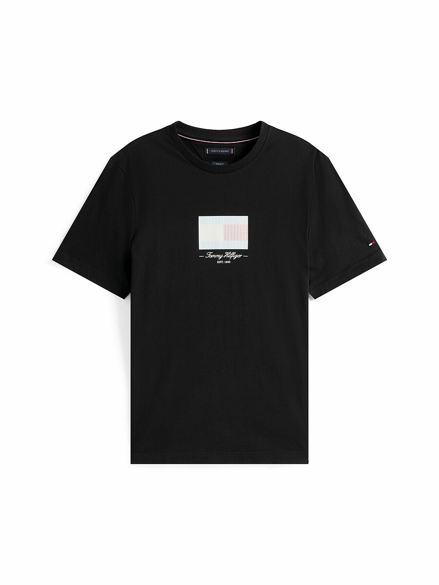 TOMMY HILFIGER<br>Camiseta de manga curta com bandeira do logotipo