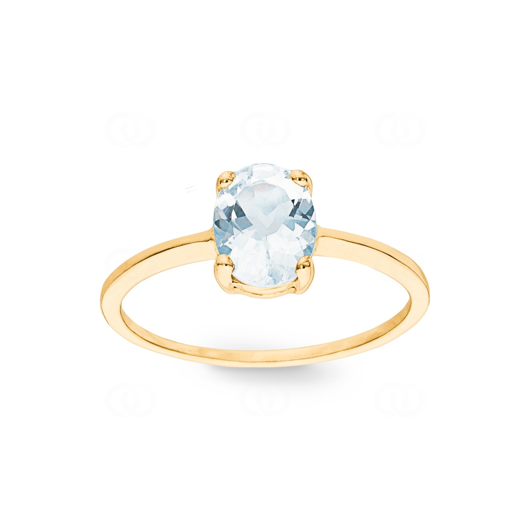 Damenring 750/18 K Gelbgold mit Aquamarin oval