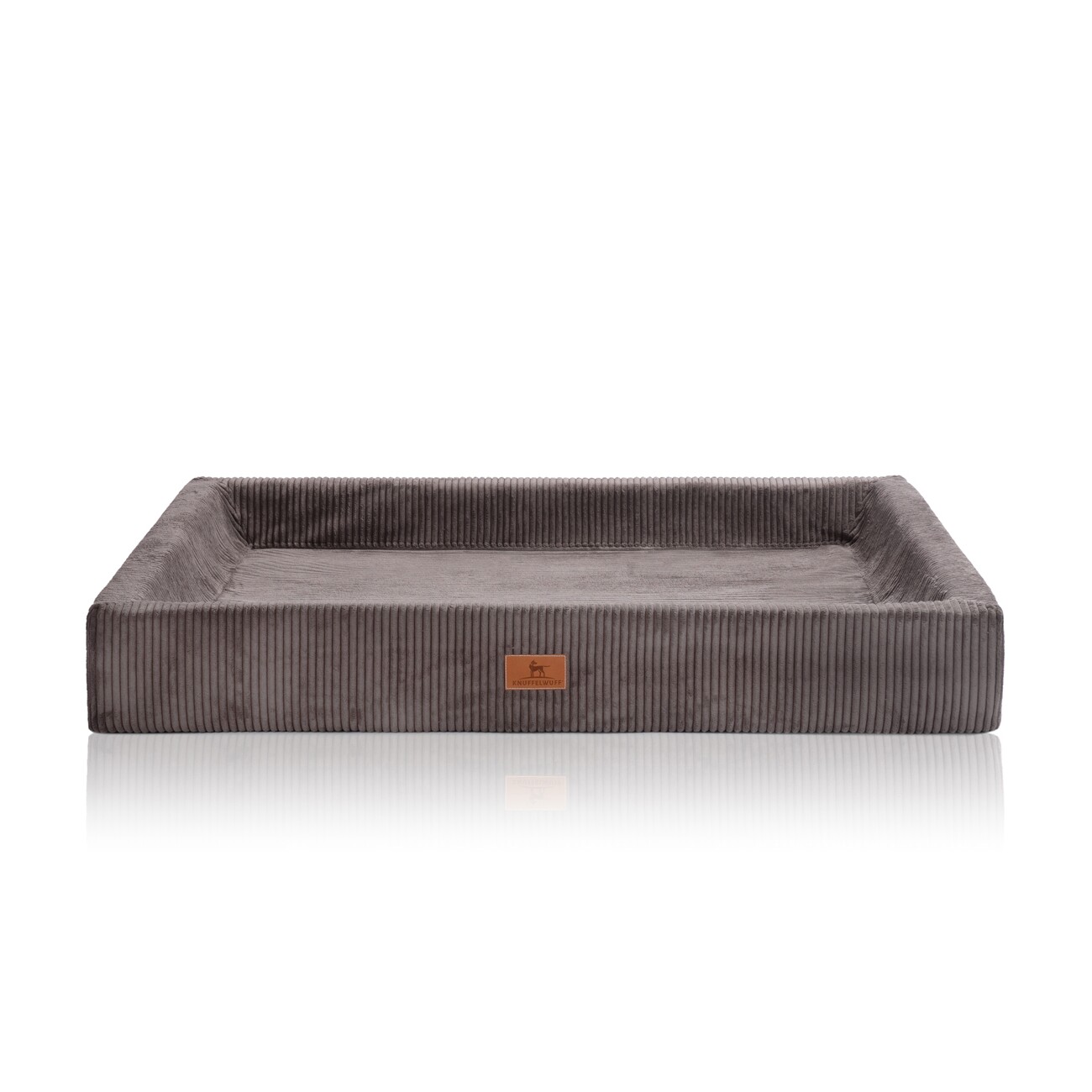 Knuffelwuff orthopädisches Hundebett aus Cord mit Handwebcharakter Santiago braun/ grau M-L