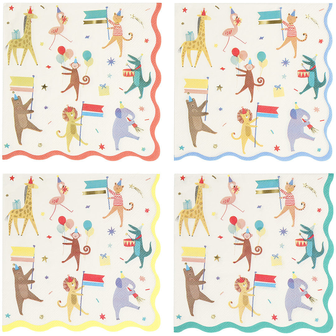 Meri meri servetten animal parade - large - 16st