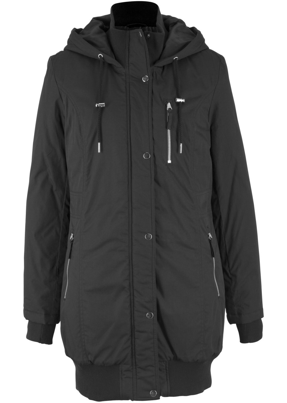 Veste longue à capuche, rembourrée