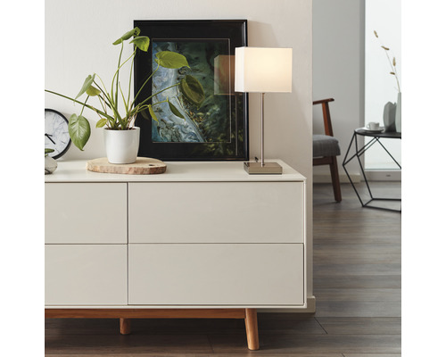 Tafellamp, 1-lichts, H 43 cm, Aglae wit/chroom
