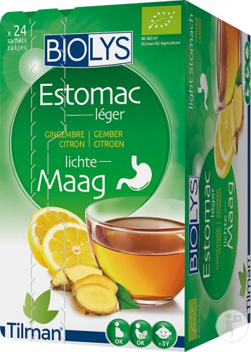 Biolys Tisane Estomac Léger Gingembre Citron 24 Sachets