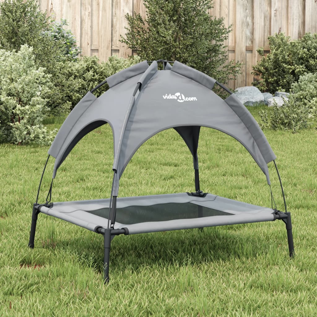 Cama para cães vidaXL com dossel, antracite, tecido Oxford e aço.