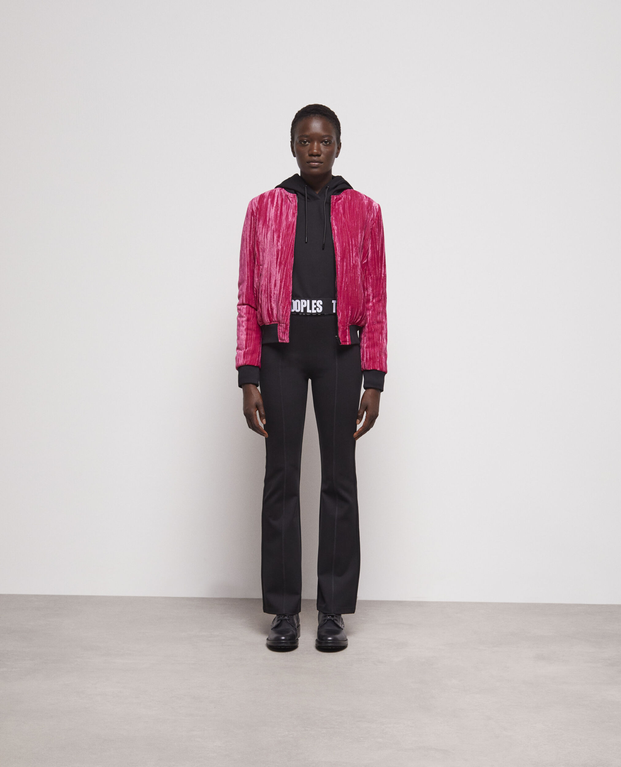 Blouson en velours rose