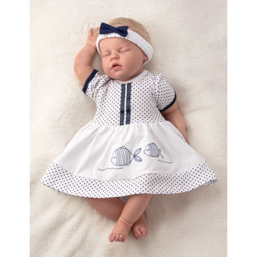 Baby Sweets 3tlg Set Kleid + Shorts + Mütze Lieblingsstücke Kleider weiß navy