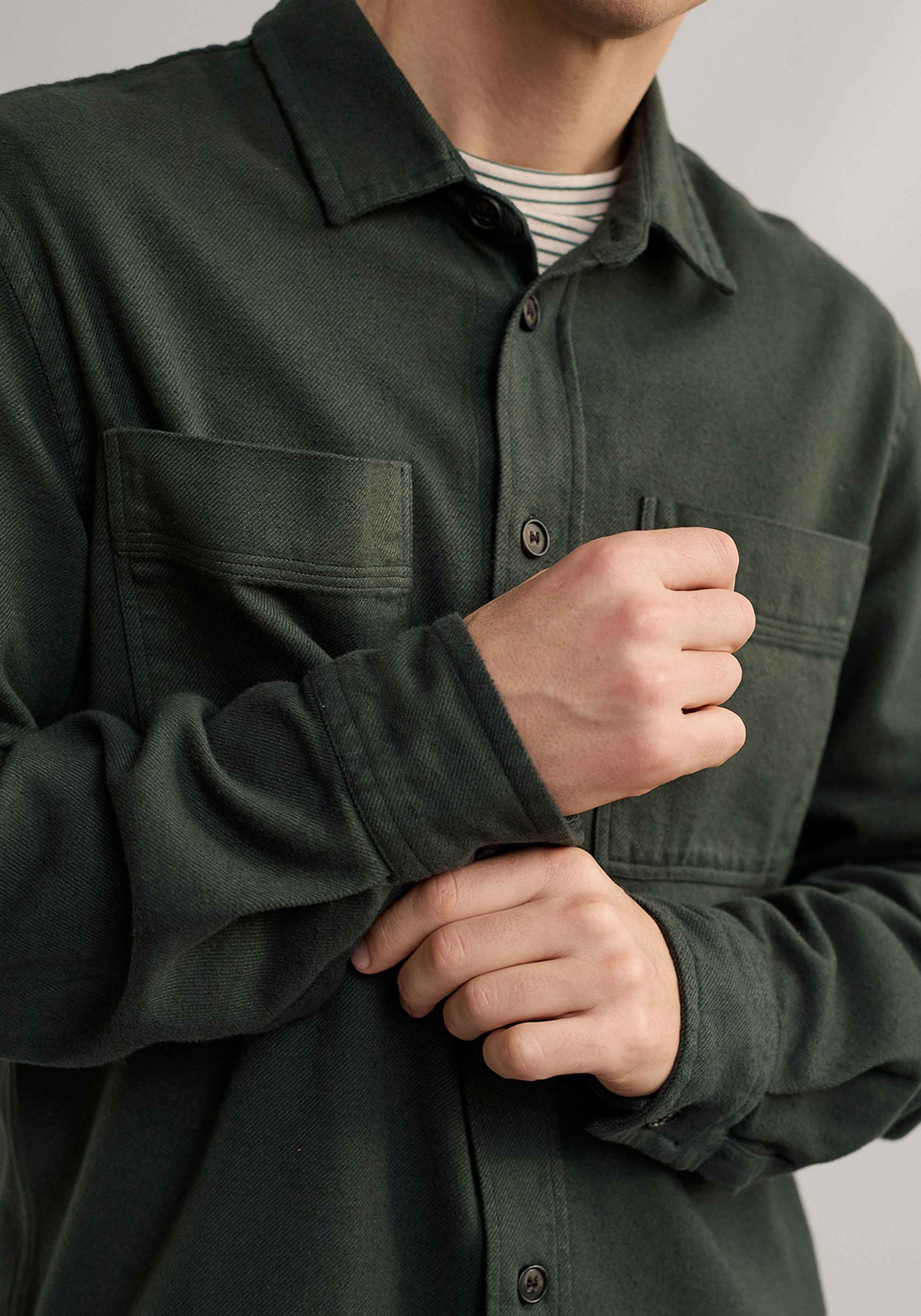 Twothirds Flanellhemd Taylor Dark Green