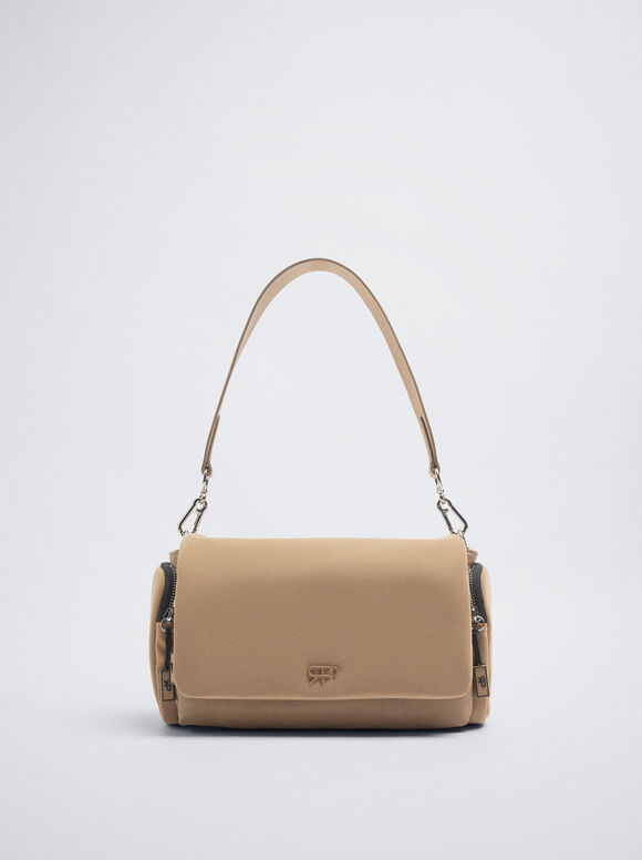 Bolsa transversal de nylon - cor camelo