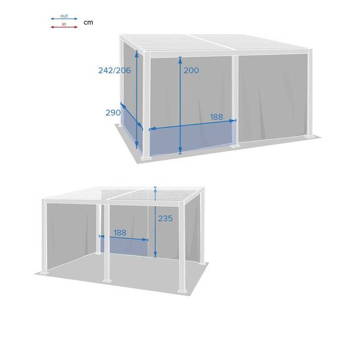 Rideaux pour pergola bioclimatique AVILA Ardoise