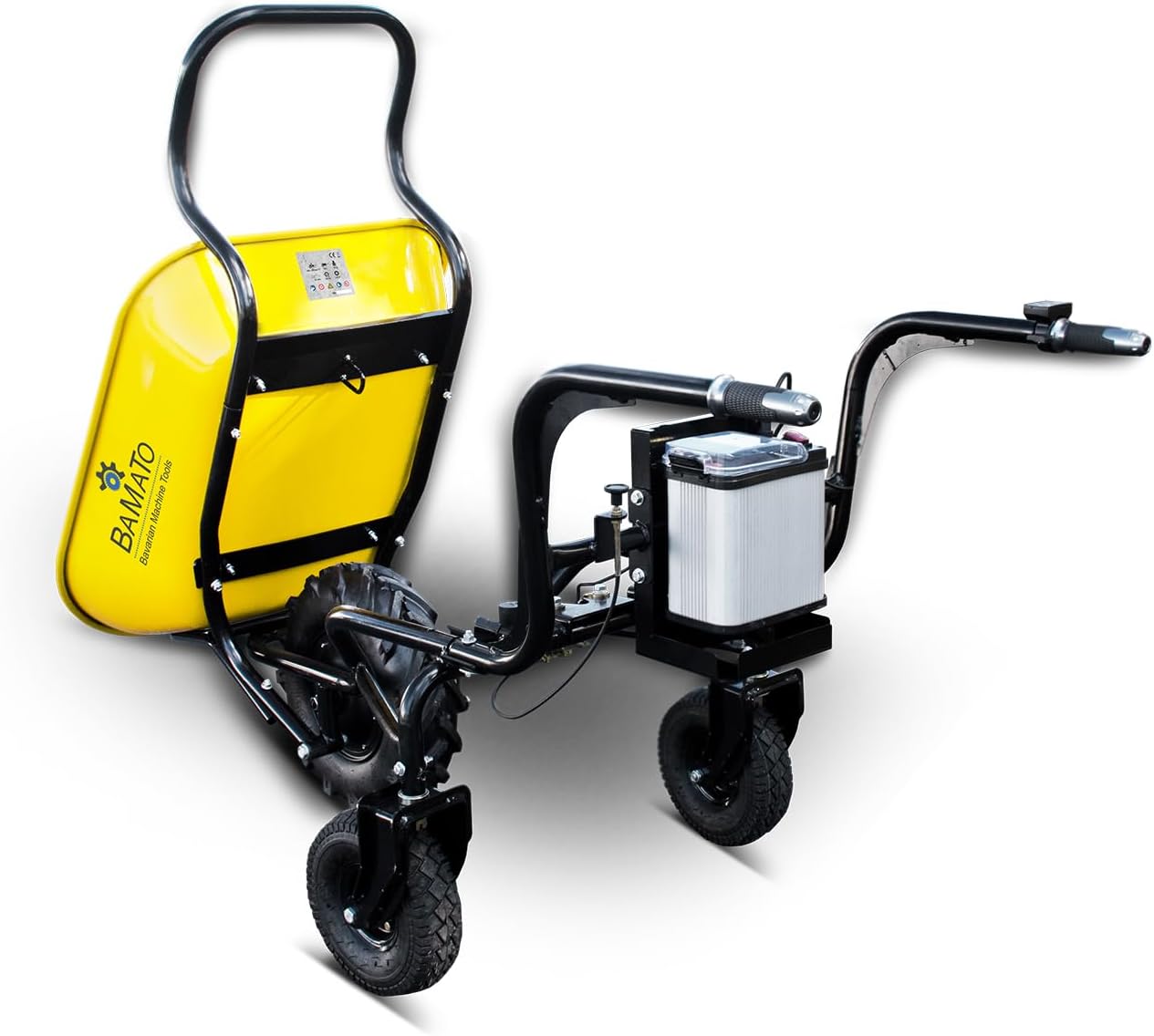 BAMATO Elektrische Schubkarre MTR-260 | Elektroantrieb | 280W Motorleistung | Bis zu 6,0 km/h Vorwärts | 100 Liter Volumen | 5 Stunden Arbeitszeit | Schubwagen Schubkarre Elektrowagen