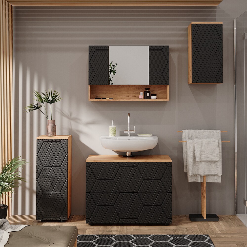 Vicco Hängeschrank Irma Eiche Anthrazit 30 x 59 cm 2 Fächer Badezimmer