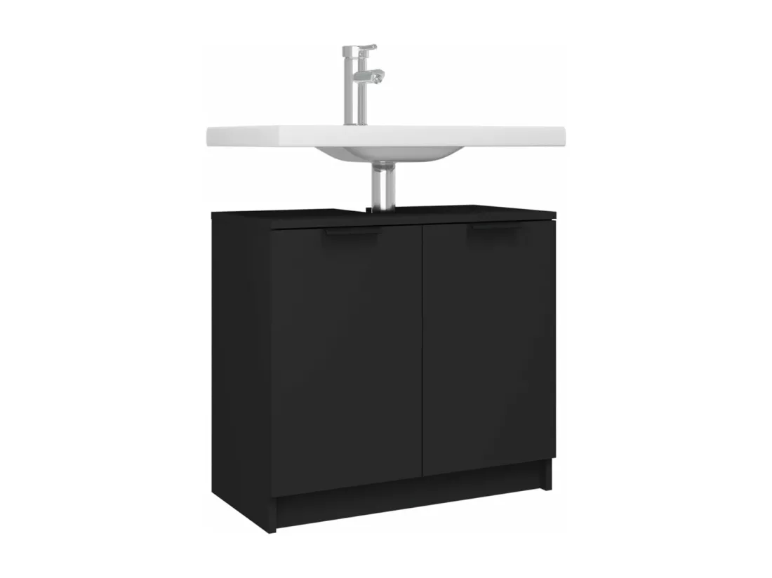 Armoire de salle de bain Noir 64,5x33,5x59 cm Bois d'ingénierie