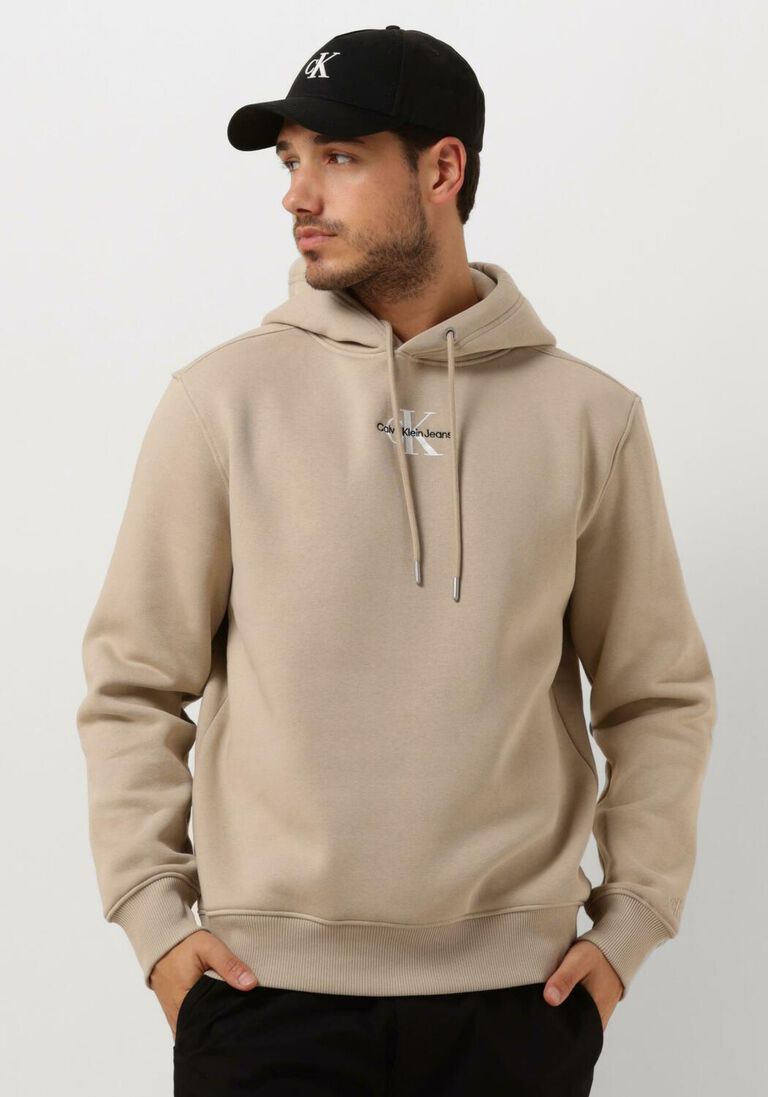 CALVIN KLEIN taupe calvin klein sweater monologo hoodie