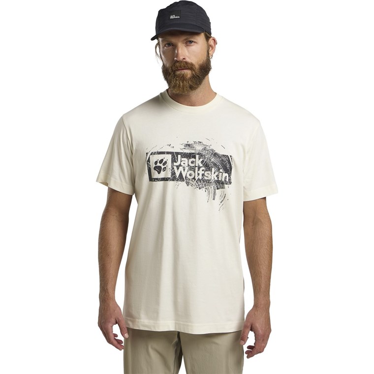 Jack Wolfskin Brand T M Wood Cotton White