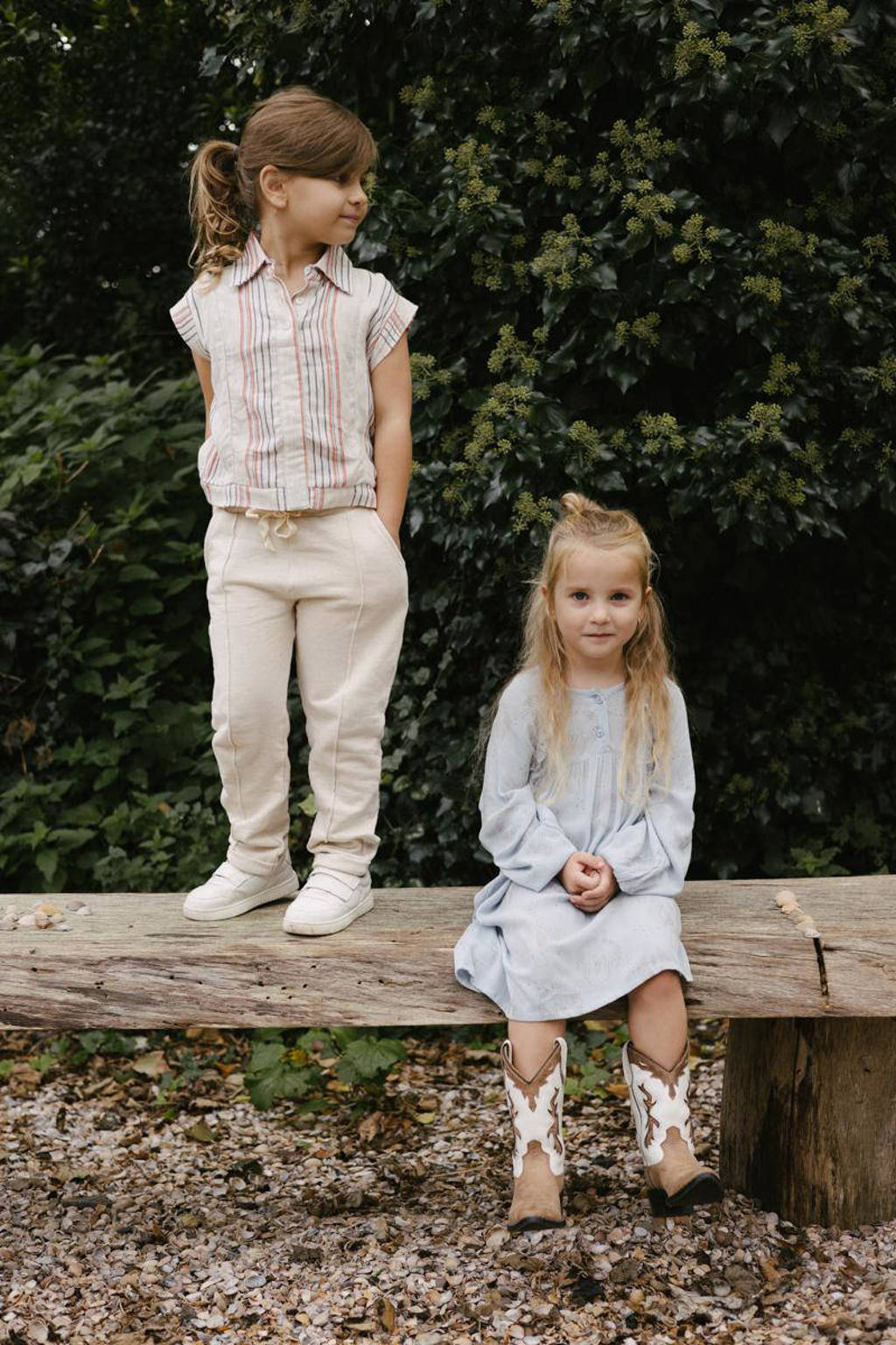 LEVV gestreeptetop MIEP beige/donkerblauw/oranje