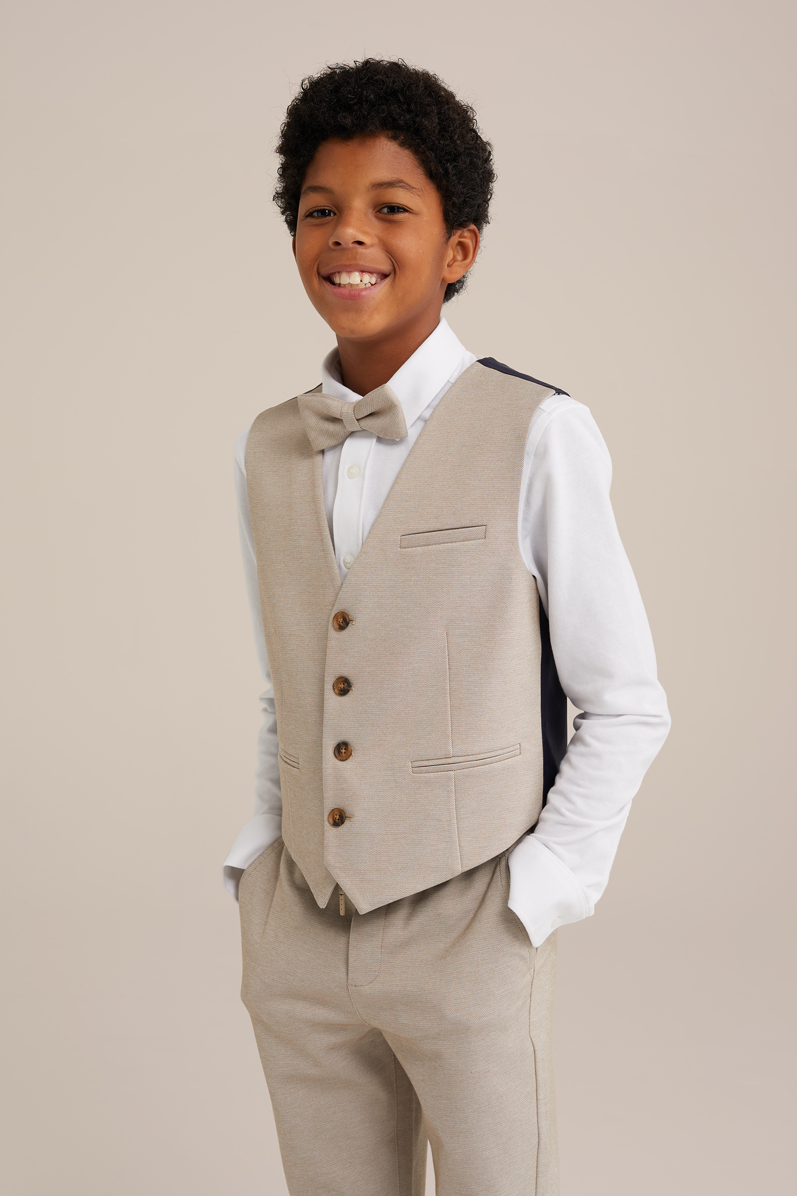 Jongens vlinderdas WE Fashion Beige