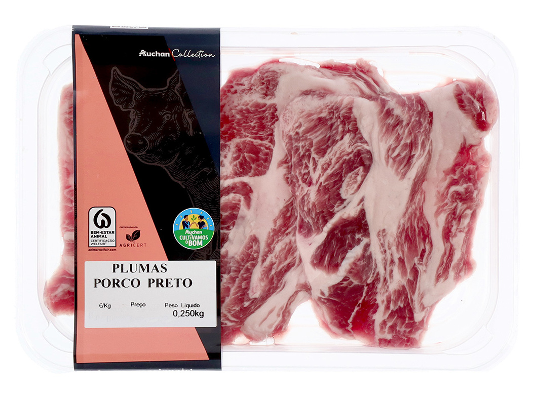 PLUMAS DE PORCO PRETO AUCHAN CULTIVAMOS O BOM 250GR