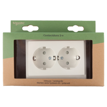 Schneider Merten System-M Dubbel Geaard Stopcontact Polarwit