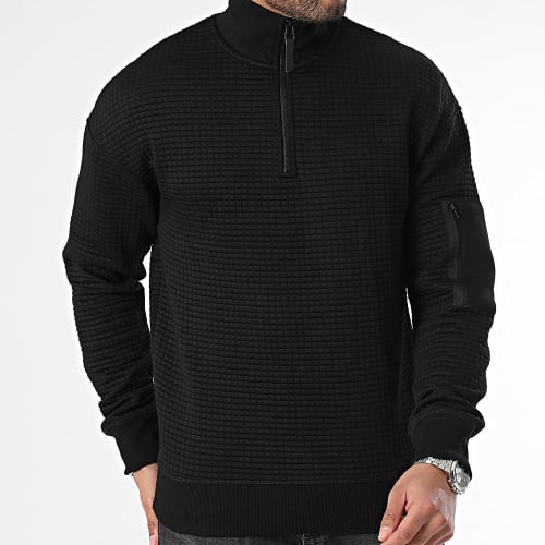 Sweat Col Montant Zippé Black Noir