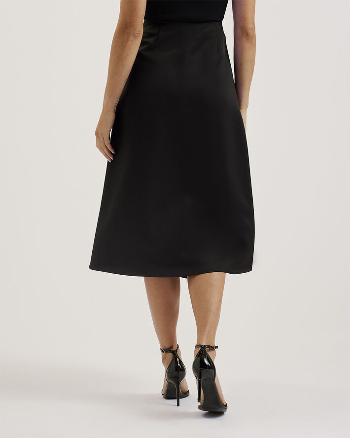 Ted Baker ERVA Asymmetric Satin Wrap Midi Ski Black