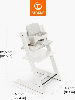 Stokke Tripp Trapp Matstol Bundle inkl. Sittepute, White/Star Silver