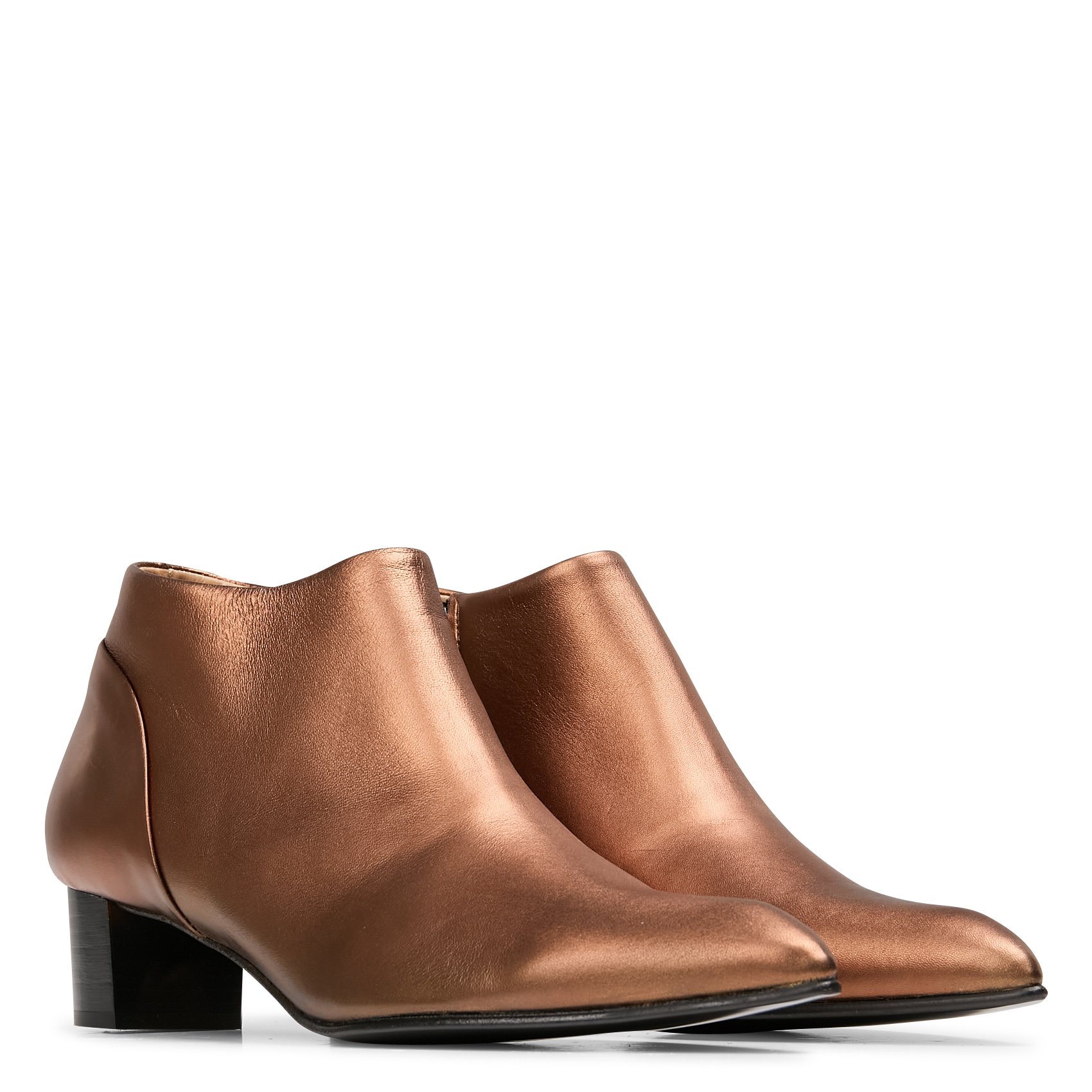 Boots en cuir métallisé| Marron