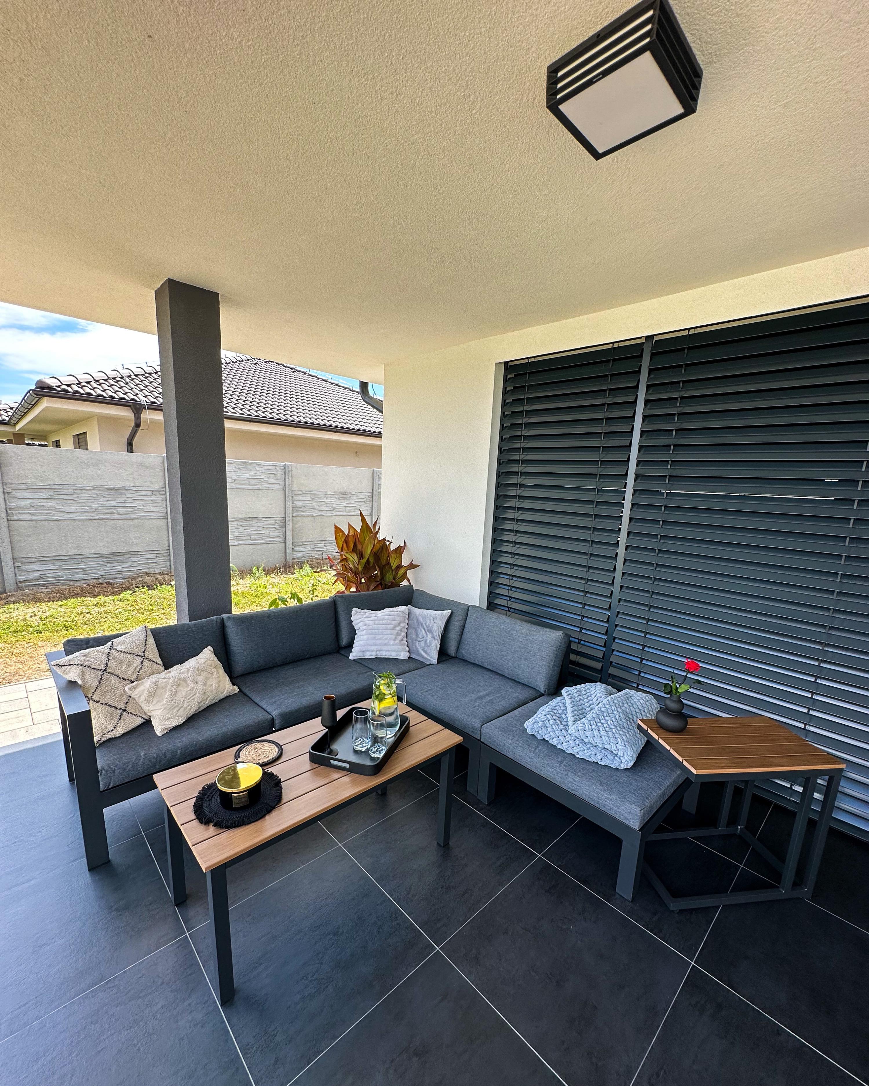Tuin hoekloungeset met tafel 5-zits MESSINA linkszijdig Metaal Zwart