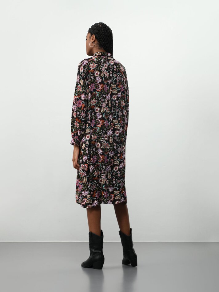 Vestido midi camisa - Preto