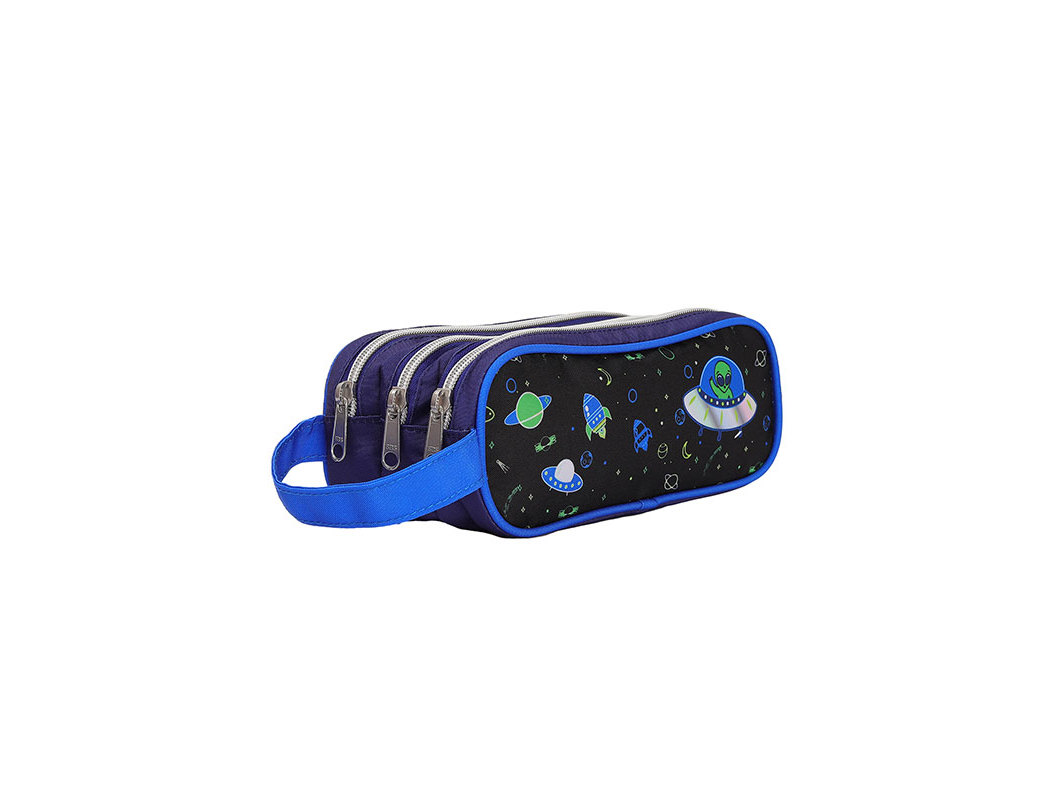 ESTOJO AUCHAN EXTRATERRESTRE 3 COMPARTIMENTOS 11X9X23CM