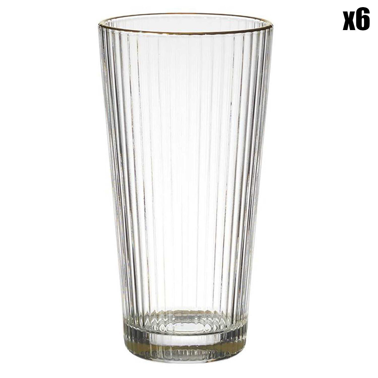 Home Deco Factory 6 Verres striés liseret gold dorés - 40 cl