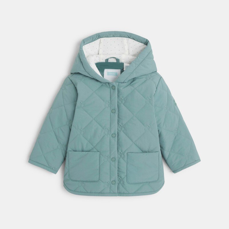 Veste matelassée à capuche déperlante vert bébé fille Vert