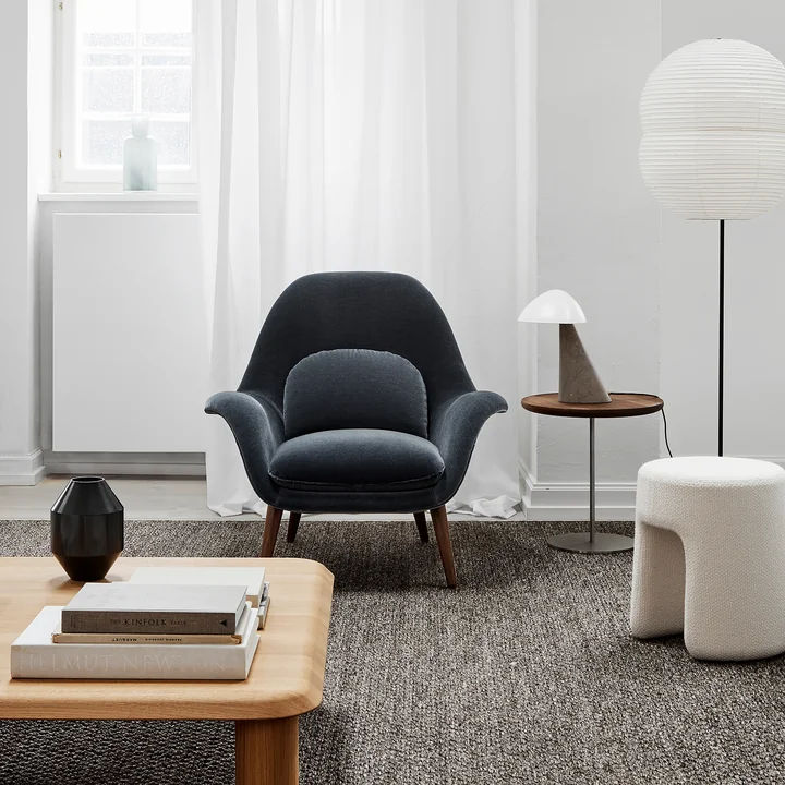 Fredericia - Sequoia Pouf Ø 40 cm, weiss (Bouclé)