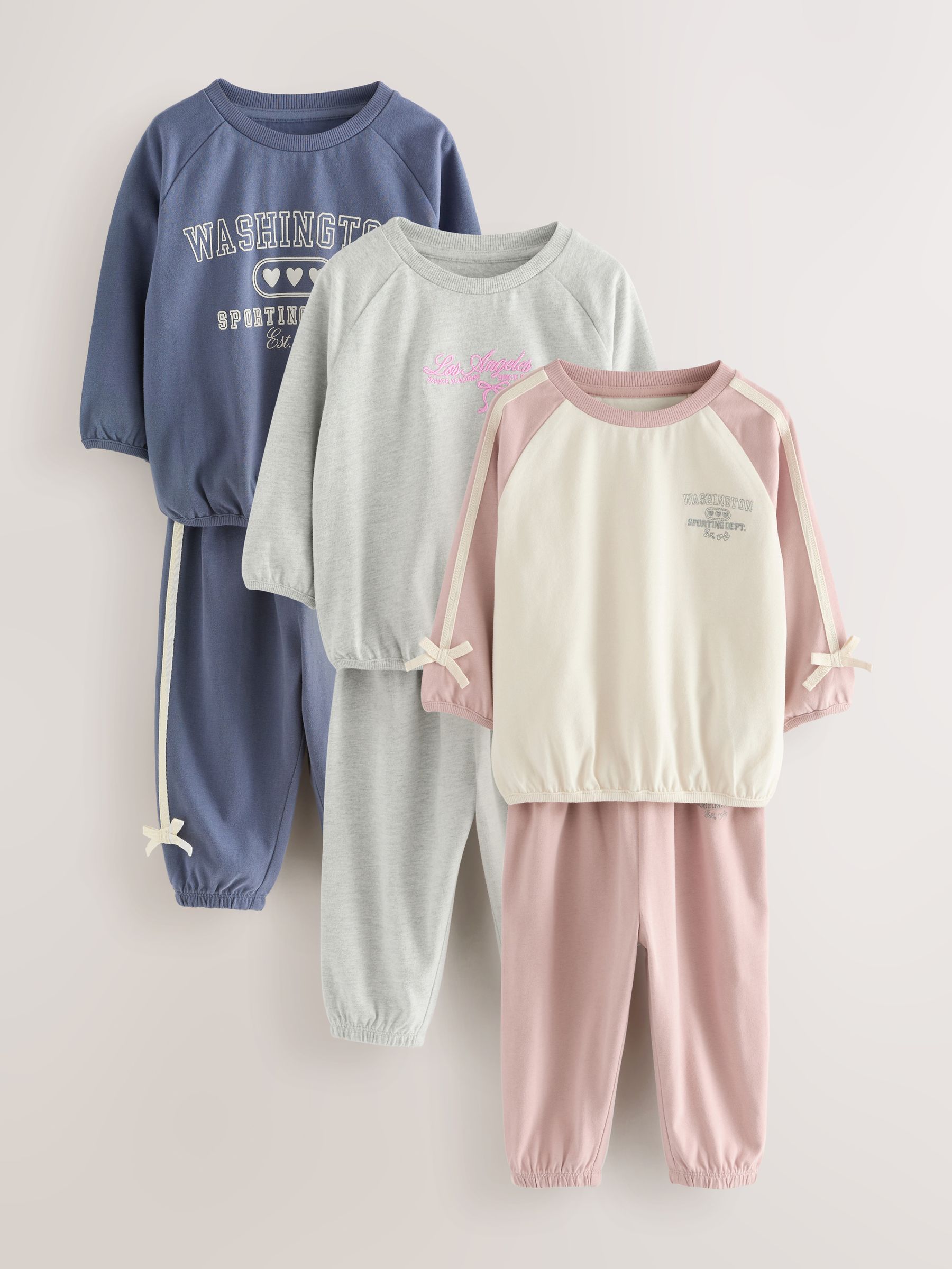 Pink/Navy Washington Print - Joggingbroek pyjama's 3 stuks (9mnd-8jr)