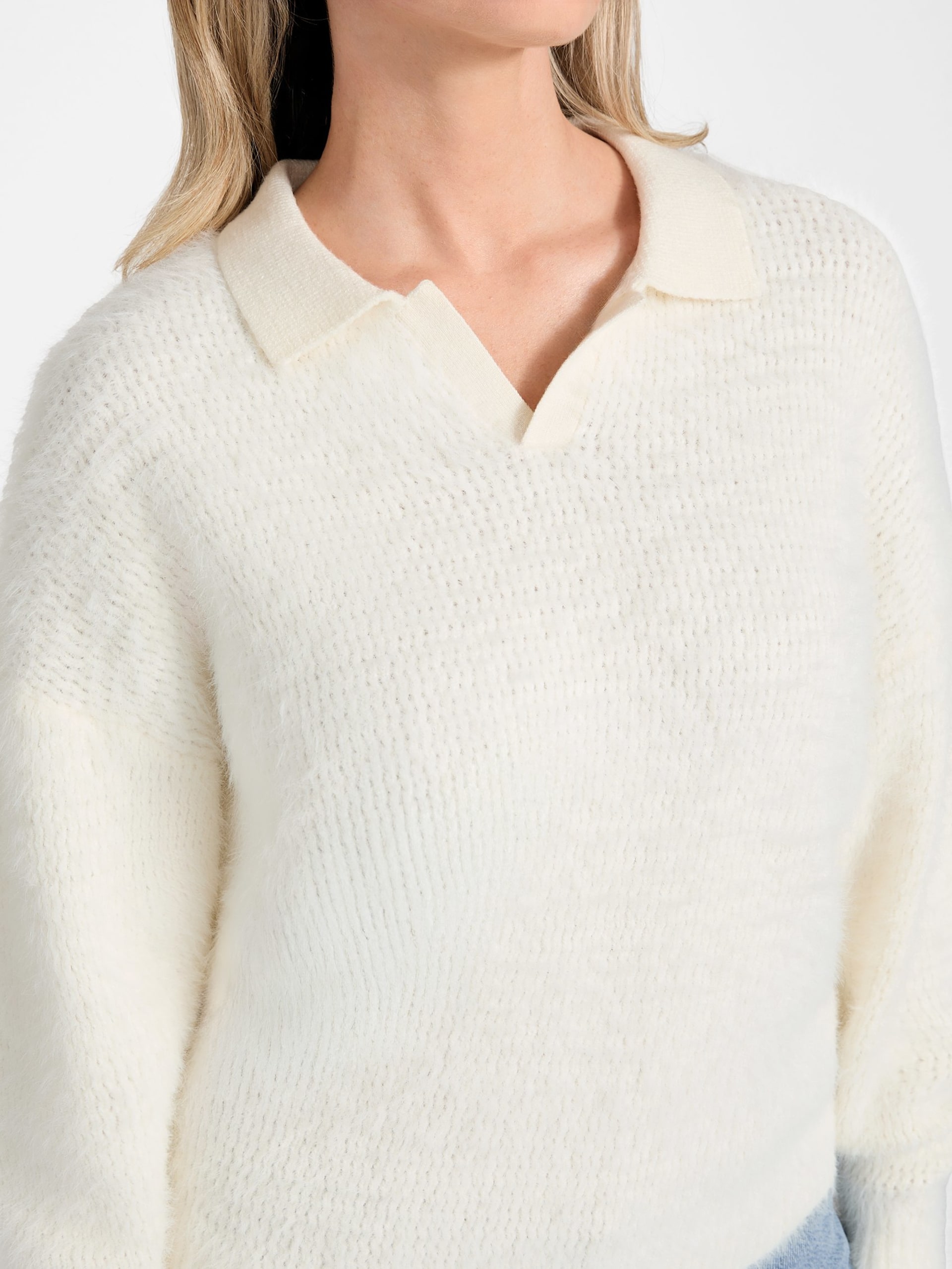 Suéter polo Seema Fuzzy-Knit