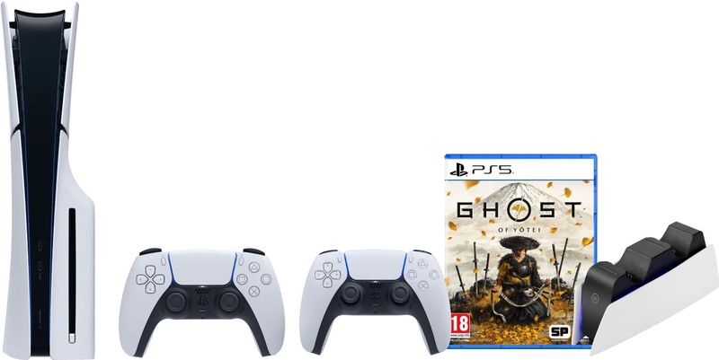 PlayStation 5 Slim Disc Edition - Gameconsole - Wit - 1 Terabyte - Inclusief Ghost of Yotei en Extra Controller