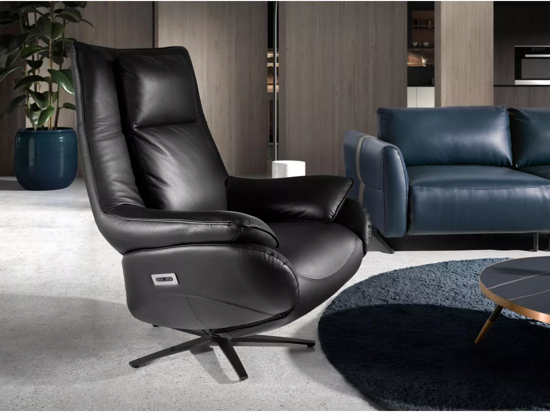 Fauteuil pivotant en cuir noir 5124 ANGEL CERDA