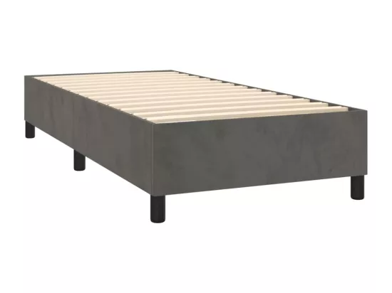 Sommier tapissier et matelas et LED Gris foncé 90x190cm Velours