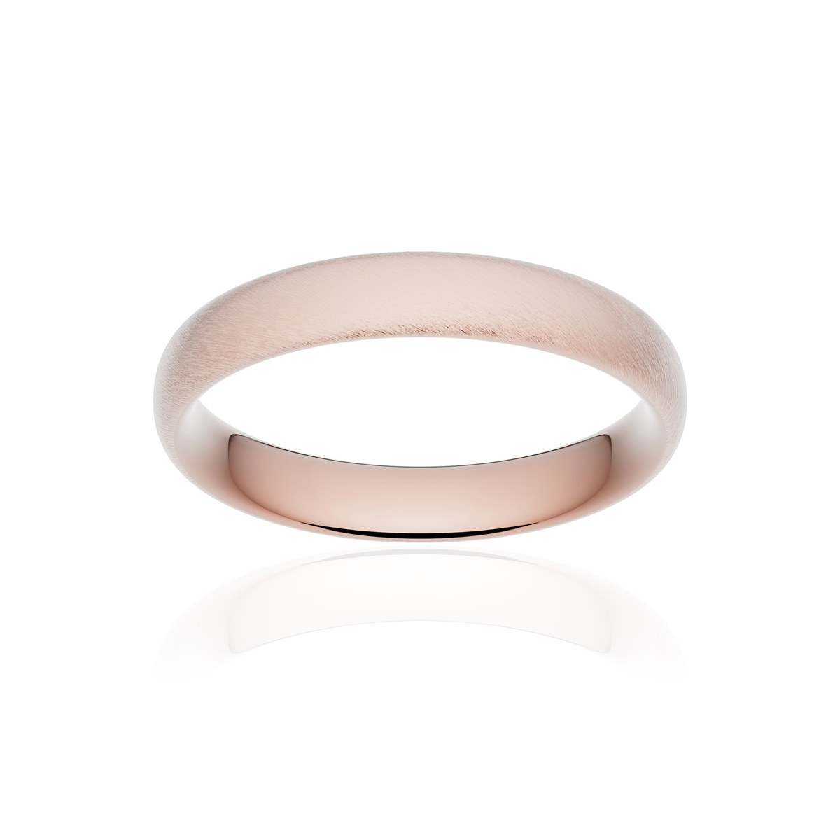 Alliance or 375 rose givré ruban confort 4mm