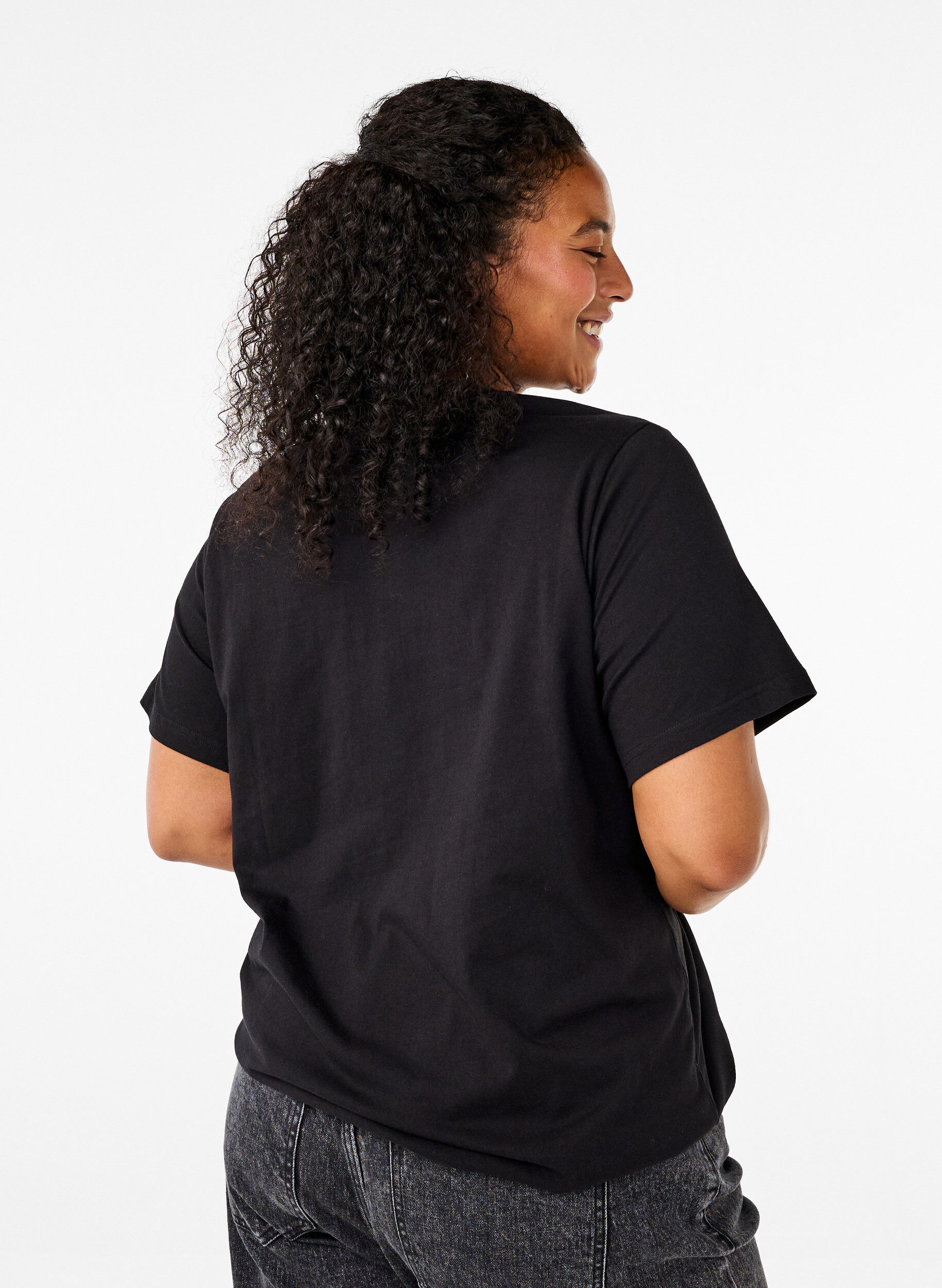 T-shirt med rund hals og rhinsten