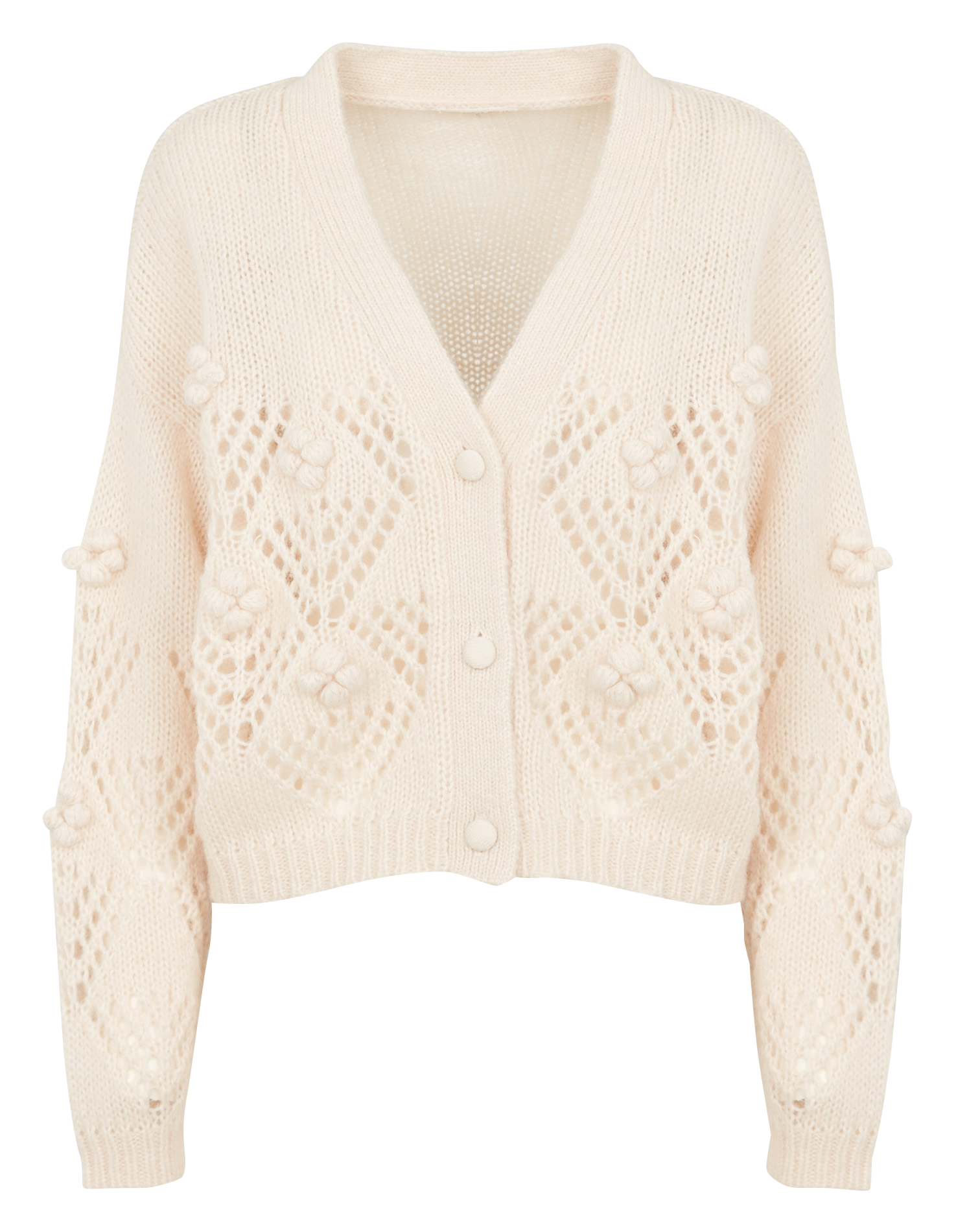 SIRIKA - Gilet ample à décolleté V en laine | Rose
