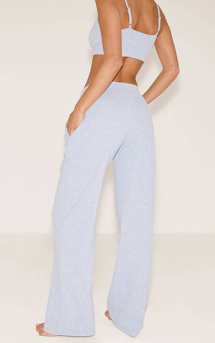 Gris Prettylittlething Pantalon De Nuit Côtelé Large À Élastique Tonal