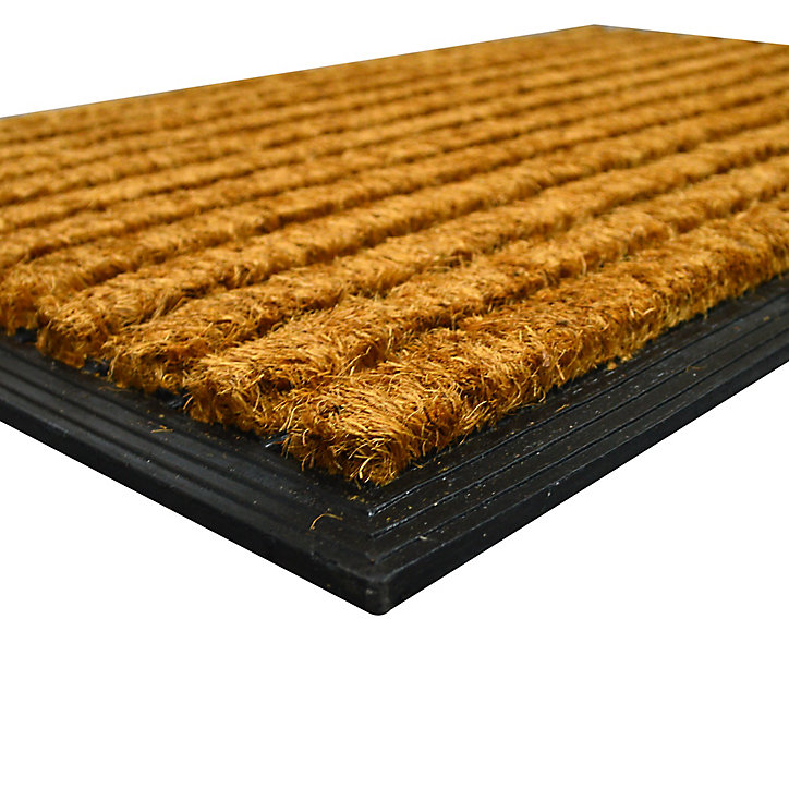 Paillasson coco caoutchouc Bugala à rayures GoodHome L.45 x l.75 cm