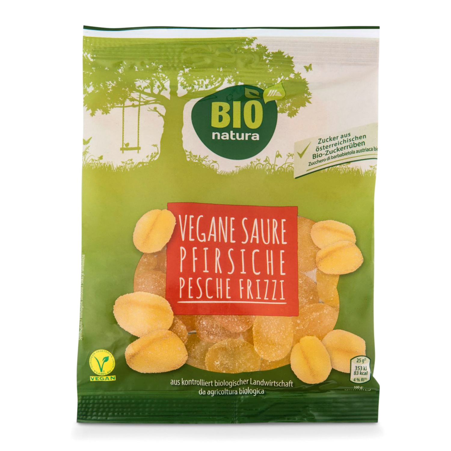 BIO NATURA BIO-Fruchtgummi, Saure Pfirsiche 200 g
