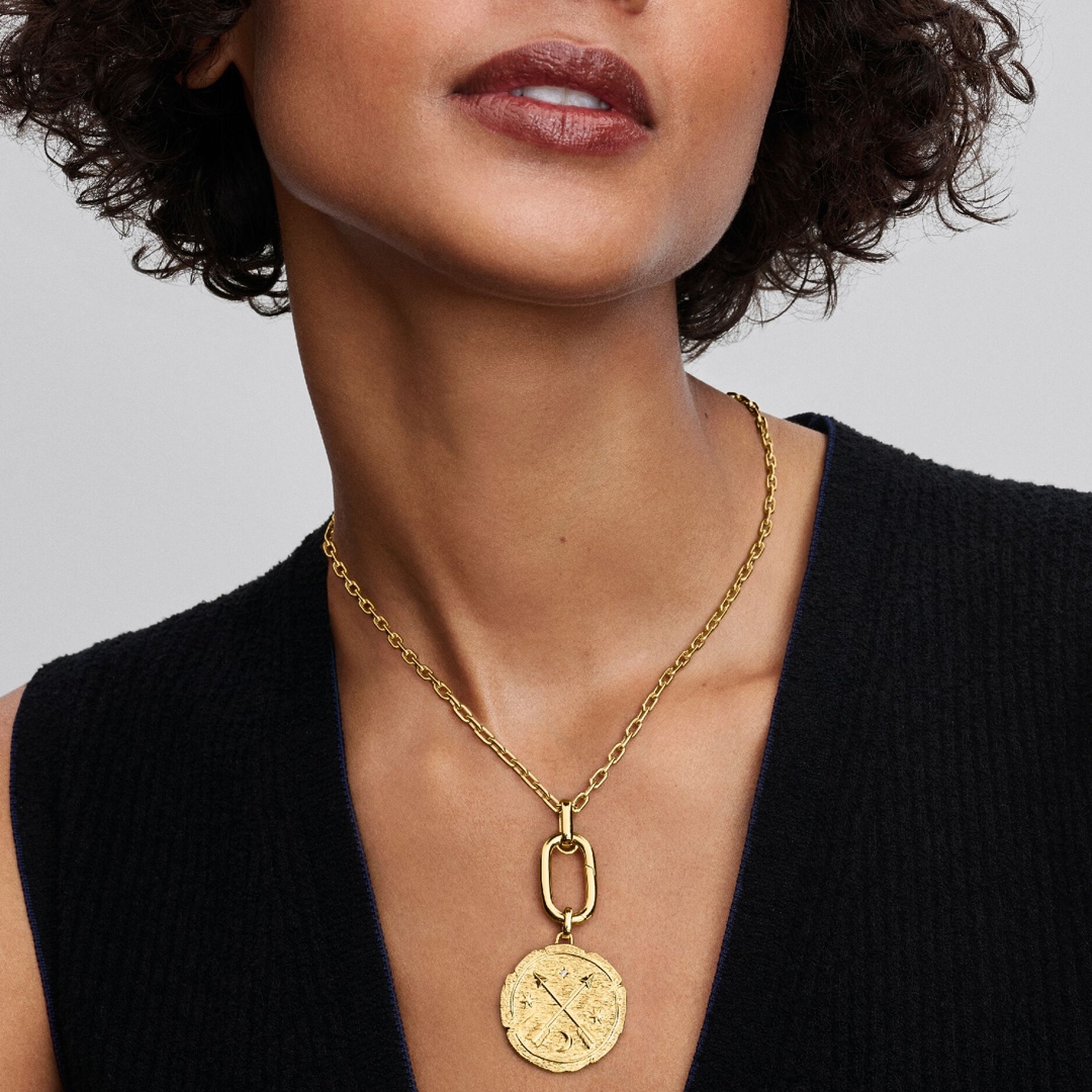 Pandora Gold ME Gekreuzte Pfeile Grosses Medaillon-Charm
