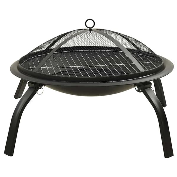 vidaXL 2-i-1 Bålfat og grill med ildrake 56x56x49 cm stål