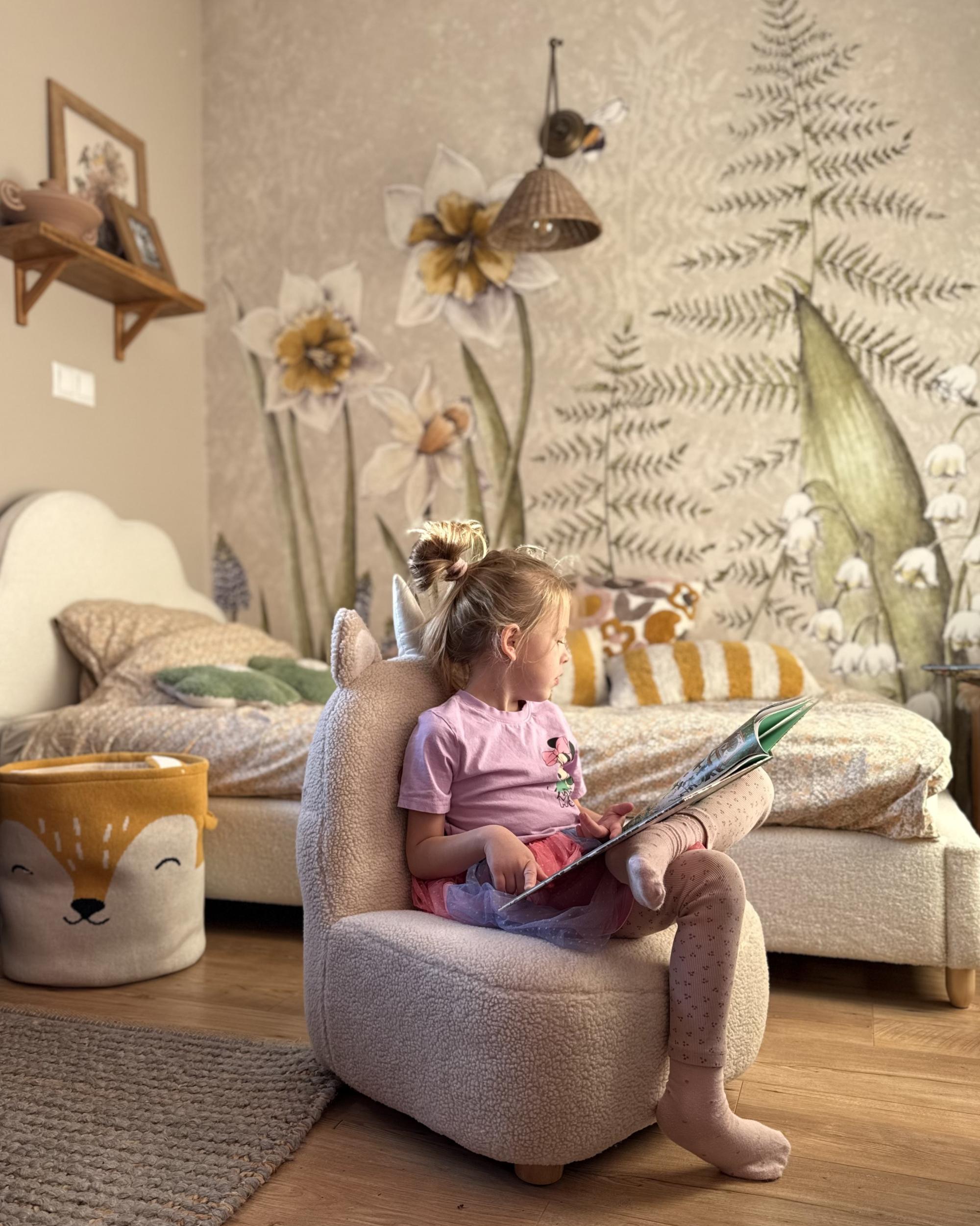 Kinderfauteuil Eenhoorn LULEA Bouclé Lichtbeige