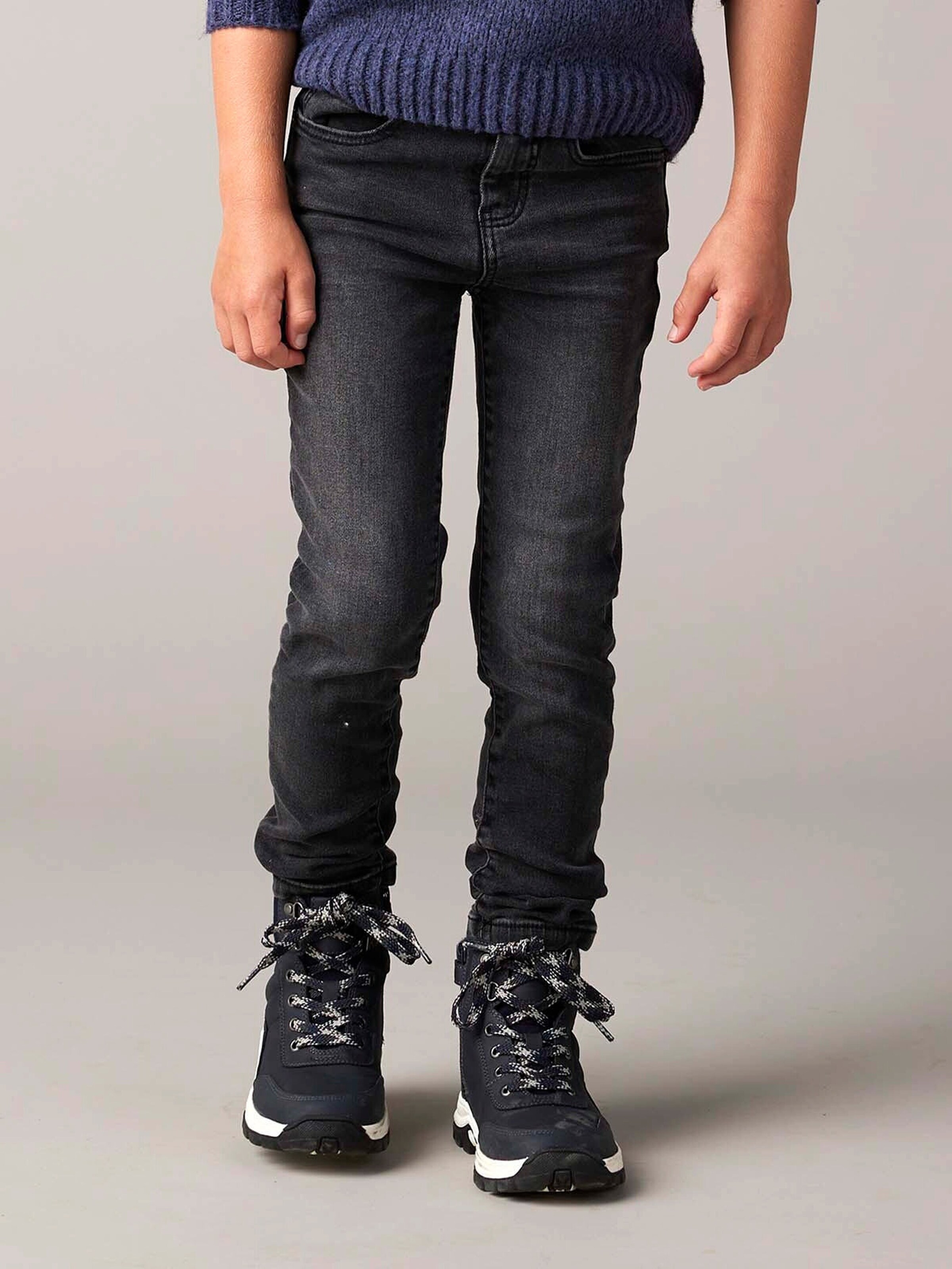 Vertbaudet Jungen Slim-Fit-Jeans WATERLESS, Hüftweite SLIM, Bundweite verstellbar grauer denim