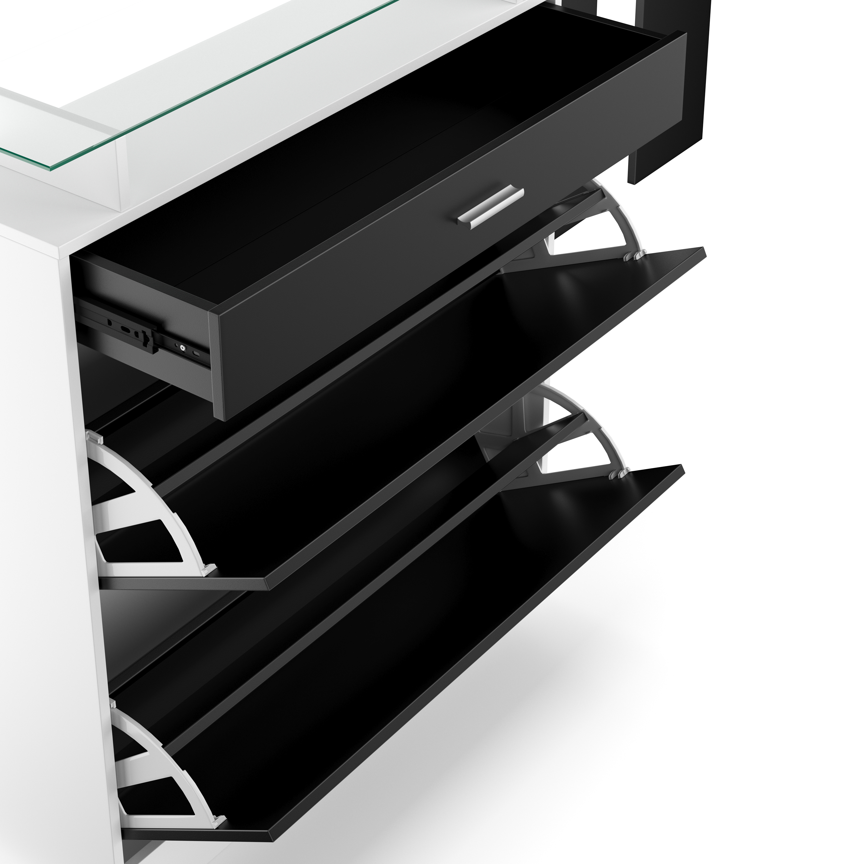 Garderobe Set KASPER 3-teilig schwarz/weiss
