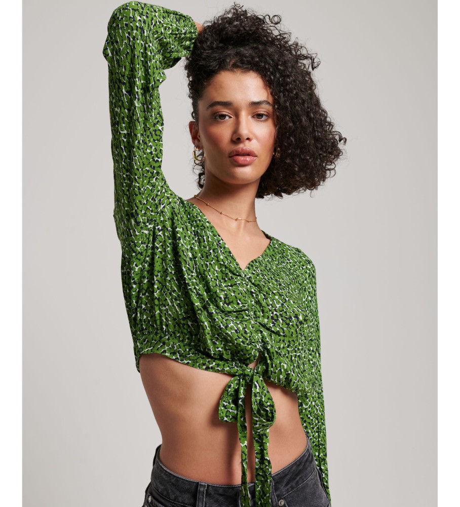 Blusa Superdry Vintage Verde com Nó Frontal